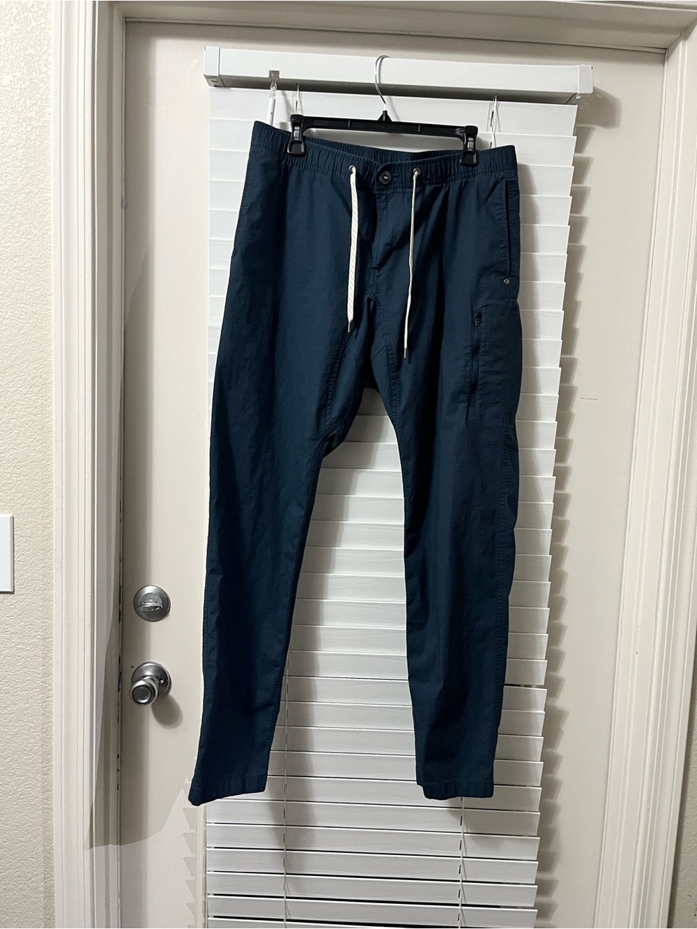 Vuori Navy Drawstring Joggers with Cargo Zip Pocket